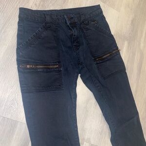 Black slim Boot cut Pant w pocket zipper details